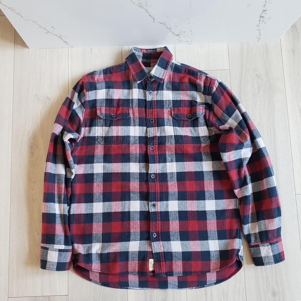 Jachs‎ Flannel Shirt Mens LT Red Plaid Heavyweight Lumberjack Brawny Overshirt